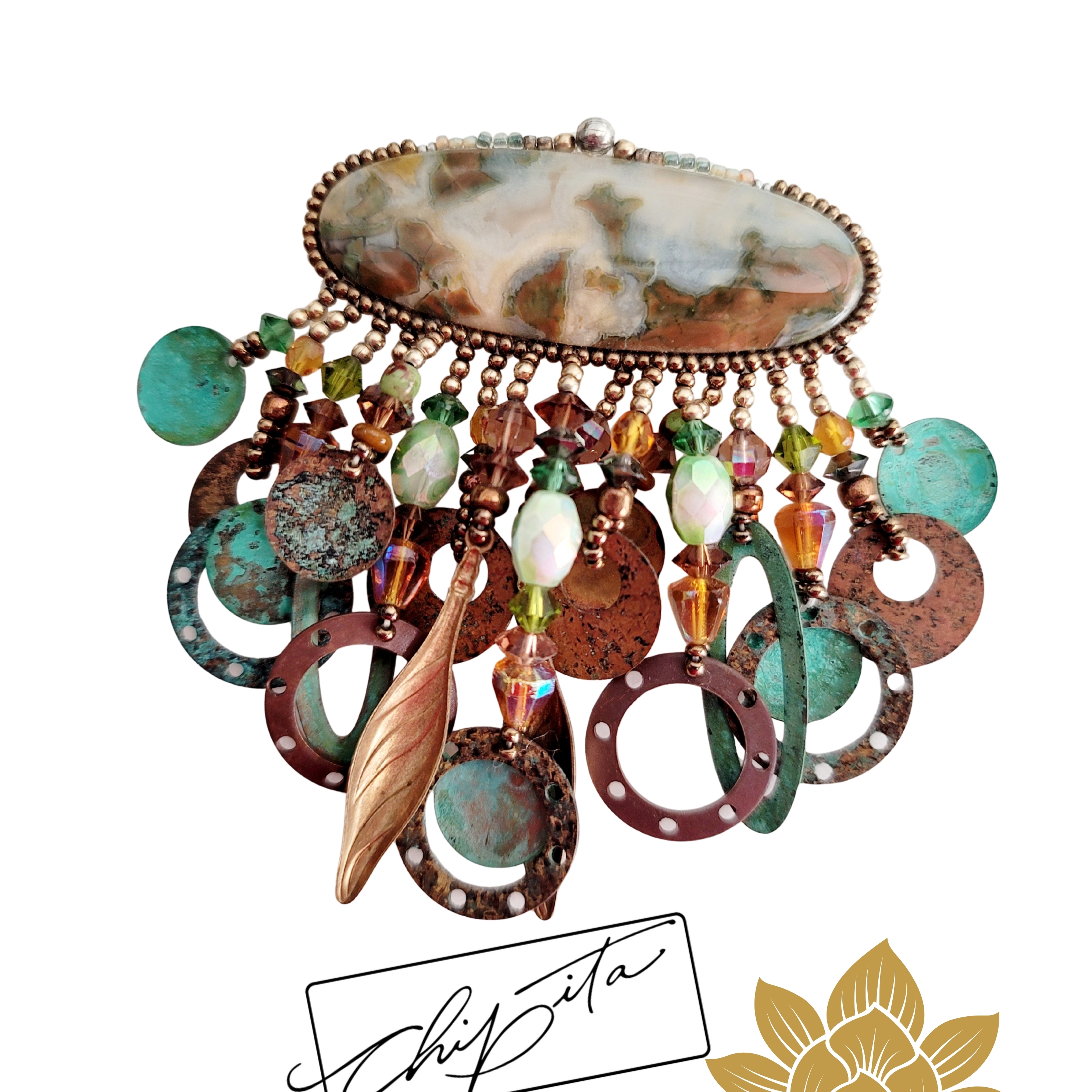 Nwot Chipita Multicolor Gemstone Brooch